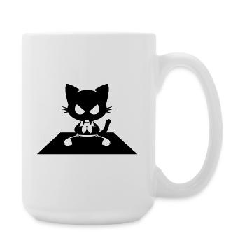  Schwarze Katze im Zen-Sitz mit wütendem Blick - Große Tasse 440 ml - Weiß - Rechts
