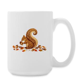 Stilisiertes Eichhörnchen mit Eichel im Herbst - Große Tasse 440 ml - Weiß - Rechts