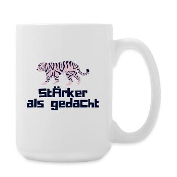 Stärker als gedacht: Pinker Tiger - Große Tasse 440 ml - Weiß - Rechts