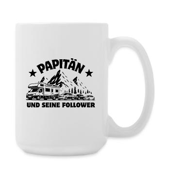 Papitän und seine Follower - Camper - Stau - Große Tasse 440 ml - Weiß - Rechts