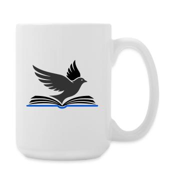 Bird flies out of book - Large Mug 440 ml - white - Right