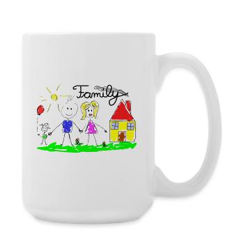Family Line Drawing - Large Mug 440 ml - white - Right