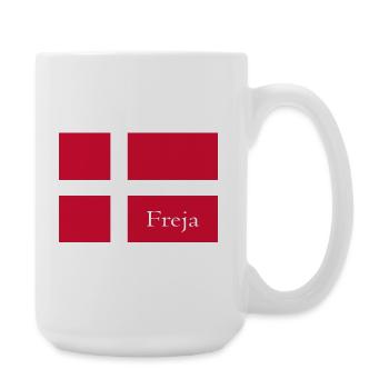 Freja auf dänischer Flagge - Große Tasse 440 ml - Weiß - Rechts