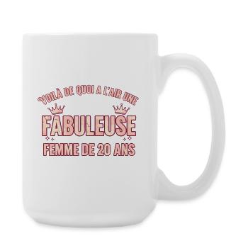 Fabelhafte 20-jährige Queen of Style - Große Tasse 440 ml - Weiß - Rechts