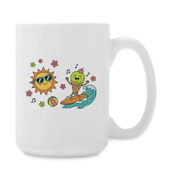 Sonne Surf Kugeleis Badespaß Sommerzeit Hitzefrei - Large Mug 440 ml - white - Right