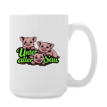 Unter aller Sau lustiges Schwein Motiv - Große Tasse 440 ml - Weiß - Rechts