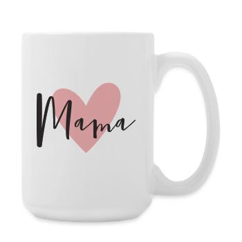 Mama mit Herz – Liebevolles Textdesign - Große Tasse 440 ml - Weiß - Rechts