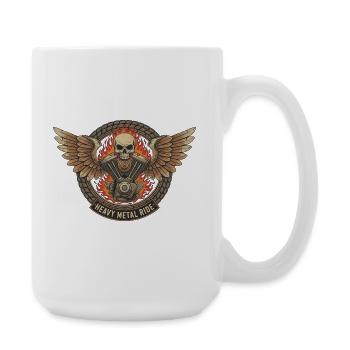 Motorrad Biker V-Twin Motor Skull Totenkopf Rocker - Große Tasse 440 ml - Weiß - Rechts