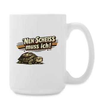 Nen Scheiß muss ich Schildkröte Retro - Große Tasse 440 ml - Weiß - Rechts
