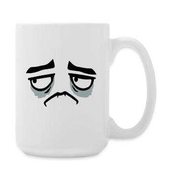Mürrisches Trauriges Enttäuschtes Gesicht Lustig - Große Tasse 440 ml - Weiß - Rechts