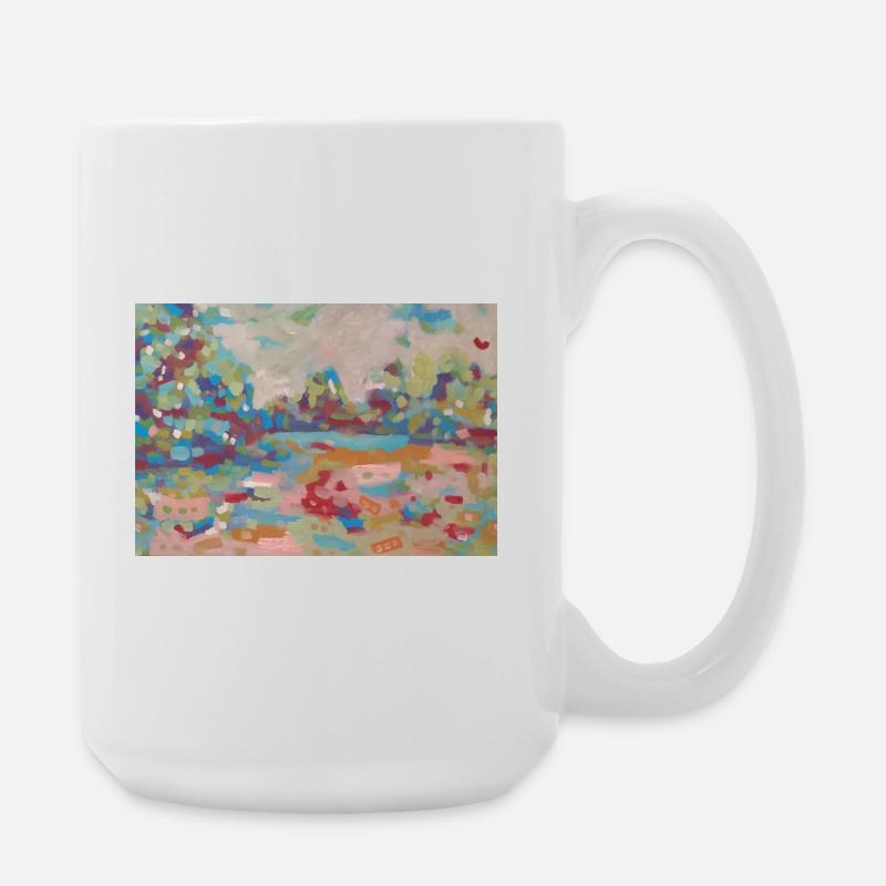 Abstrakte Landschaft aus farbenfrohen Flecken - Große Tasse 440 ml - Weiß