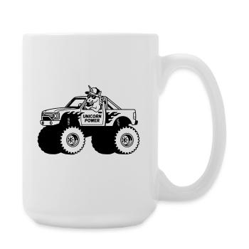 Unicorn in monster truck - Large Mug 440 ml - white - Right