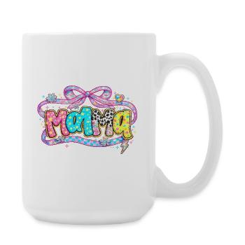Cadeau Maman : Visuel Mama Rétro et Paillettes - Grande tasse 440 ml - blanc - Droite