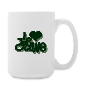 I_love_Cycling_dunkelgrun - Large Mug 440 ml - white - Right