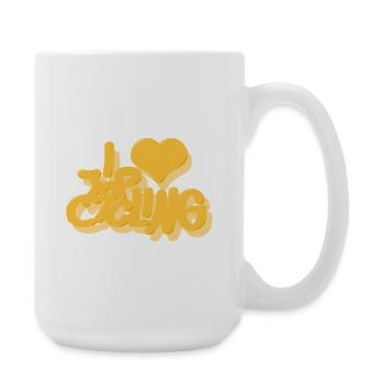I_love_Cycling_gelb - Large Mug 440 ml - white - Right