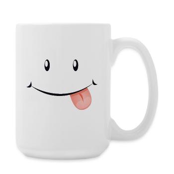 Laughing face with tongue outstretched. - Large Mug 440 ml - white - Right