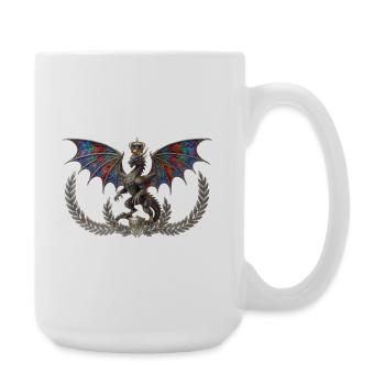 Mächtiger heraldischer Drache mit Goldkrone - Große Tasse 440 ml - Weiß - Rechts