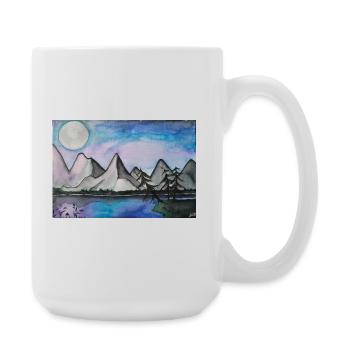 Nuit au clair de lune au bord du lac tranquille - Grande tasse 440 ml - blanc - Droite