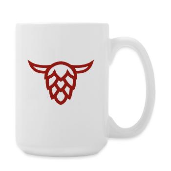 Bullenkopf mit Hopfendolde - Große Tasse 440 ml - Weiß - Rechts