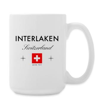 Interlaken Schweiz Koordinaten Reise Souvenir - Große Tasse 440 ml - Weiß - Rechts