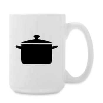 Kochtopf Topf kochen Symbol shwarz Geschenk Koch  - Große Tasse 440 ml - Weiß - Rechts