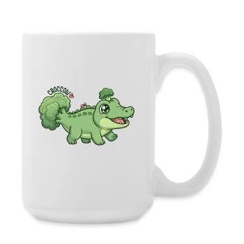 Niedliches Brokkoli-Krokodil Croccoli - Große Tasse 440 ml - Weiß - Rechts