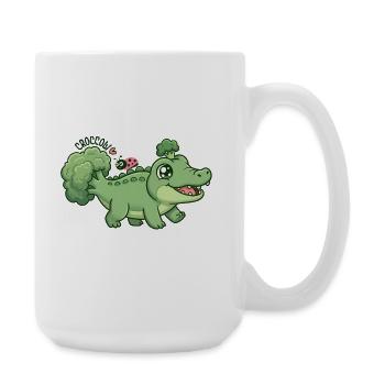Cute Broccoli Crocodile Croccoli - Large Mug 440 ml - white - Right