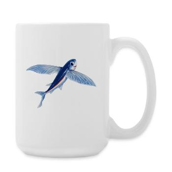 Fliegender Fisch in blauem Orange - Große Tasse 440 ml - Weiß - Rechts