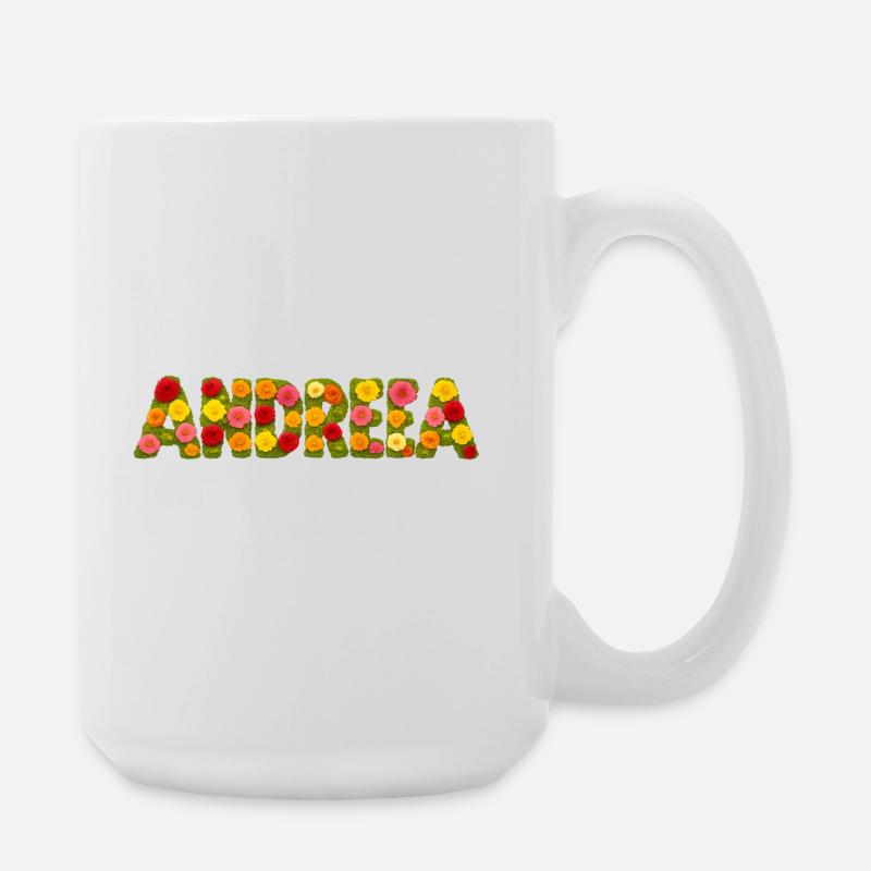 Flower Letter Name Design Andreea - Large Mug 440 ml - white