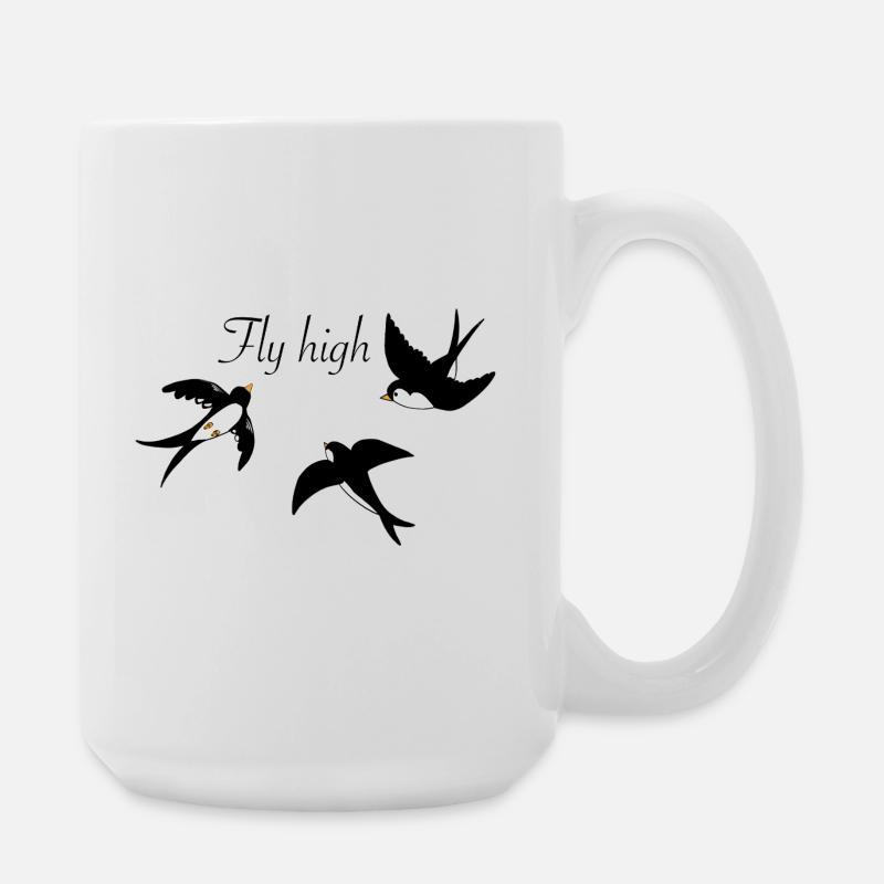 Stilvolle Schwalben im Flug mit Wolke - Große Tasse 440 ml - Weiß