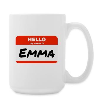 Bonjour My Name Is Emma Étiquette Étiquette Badge - Grande tasse 440 ml - blanc - Droite
