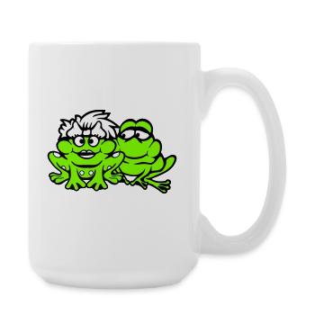 2 Frogs Couple Woman Man Toad Funny In Love - Large Mug 440 ml - white - Right