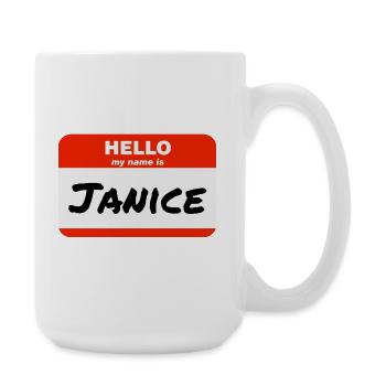 Bonjour, je m’appelle Janice Étiquette Étiquette Étiquette - Grande tasse 440 ml - blanc - Droite