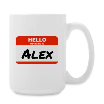 Bonjour, je m’appelle Alex Étiquette Étiquette Étiquette - Grande tasse 440 ml - blanc - Droite
