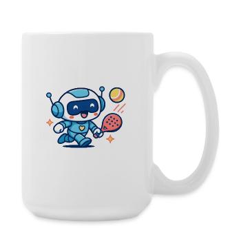 Kawaii Futuristic Blue Tennis Robot - Large Mug 440 ml - white - Right