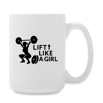 Heben Sie wie ein Mädchen Gewichtheben Silhouette - Große Tasse 440 ml - Weiß - Rechts