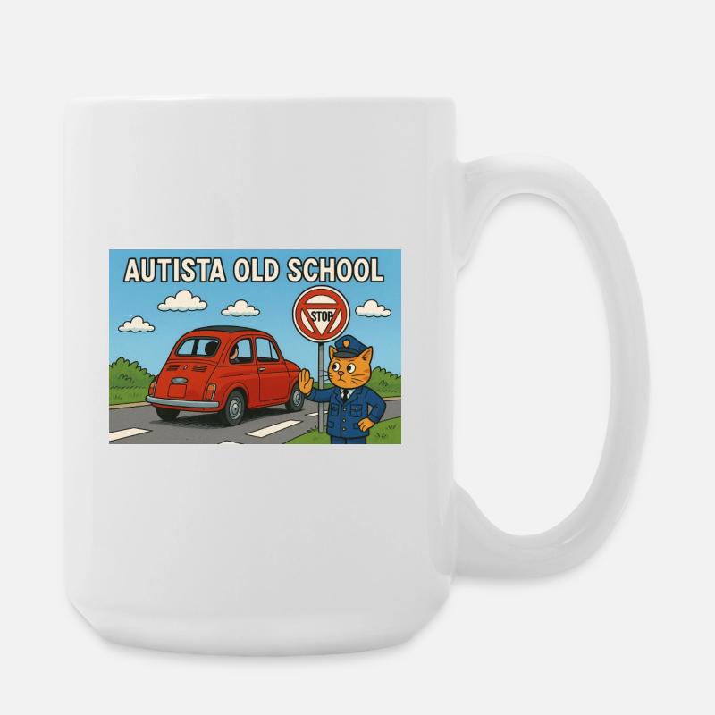 Autista_old_school - Large Mug 440 ml - white