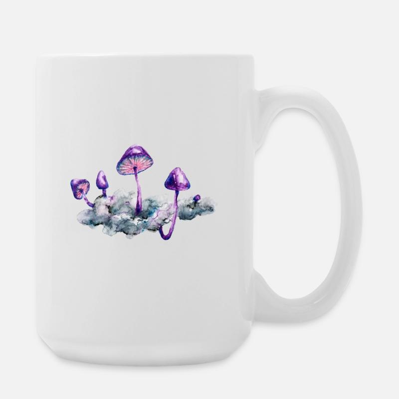 Lila Pilzwolke - Große Tasse 440 ml - Weiß