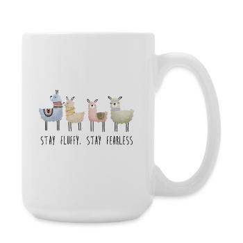 Stay Fluffy, Stay Fearless Alpaca - Large Mug 440 ml - white - Right