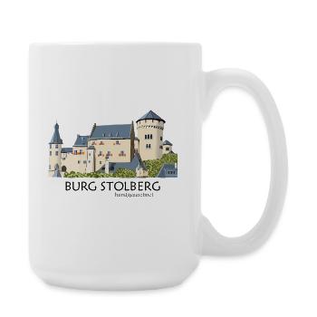Château de Stolberg, Eifel, dessin à la main au Moyen Âge - Grande tasse 440 ml - blanc - Droite