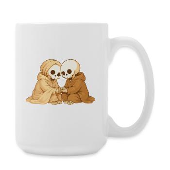 Cozy Skeleton Couple – Closeness in Quiet Moments - Large Mug 440 ml - white - Right