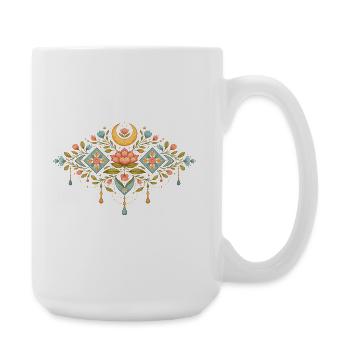 Spring ornament with flowers and moon - Large Mug 440 ml - white - Right