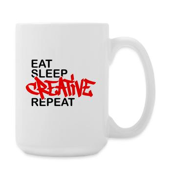 Eat Sleep Creative Repeat - Große Tasse 440 ml - Weiß - Rechts