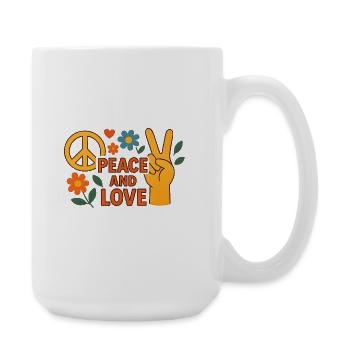 Peace and Love Retro Floral - Große Tasse 440 ml - Weiß - Rechts