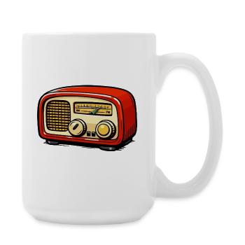 Red retro radio illustration - Large Mug 440 ml - white - Right