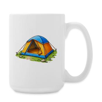 Camping Tent Cartoon Illustration - Large Mug 440 ml - white - Right