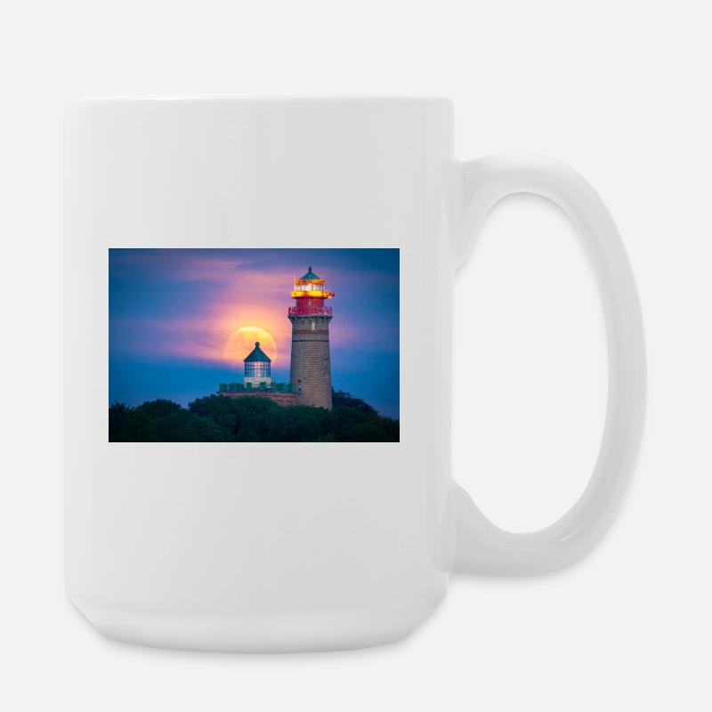 Moonlight Lighthouse Coast - Large Mug 440 ml - white