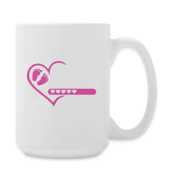 Mom 2027 loading heart baby feet pink pink girl - Large Mug 440 ml - white - Right