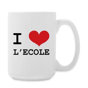 J'aime l'École : Design Scolaire Coeur Rouge Love - Grande tasse 440 ml - blanc - Droite