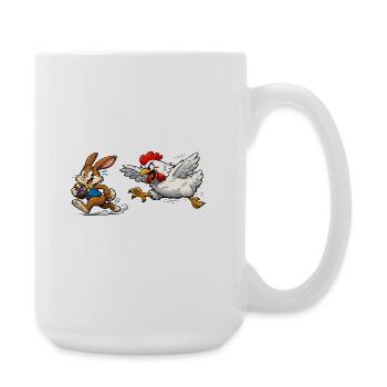 Easter bunny and chicken - Large Mug 440 ml - white - Right